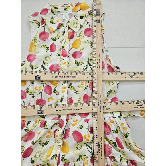 Cynthia Rowley Tropical Fruit Fit & Flare Button Dress Sz 8 Linen & Viscose - Picture 7 of 9
